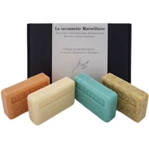 Zeepcadeau - Sinaasappel Bergamot Citroen Scrub Vetiver - 4x 125 gram - Wellness Geschenkset