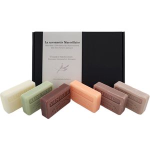 Soap Bar - Cadeauset - 6x125 gr - Vanille Sinaasappelbloesem Muguet Musc Fleur de Coton Aloë Vera