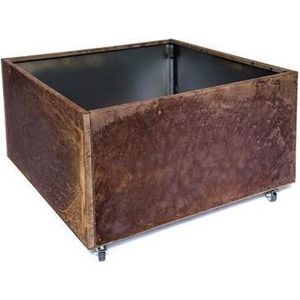 Grönfeld plantenbak op wielen roest - Hoogte 40 cm | Afmeting: 60x80 cm, Bodem en wielen: Zonder bodem