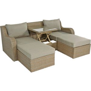 Loungeset Arlene Deluxe - bruin beige - Multibank - loungeset tuinmeubels - tuinsets - loungesets - loungeset
