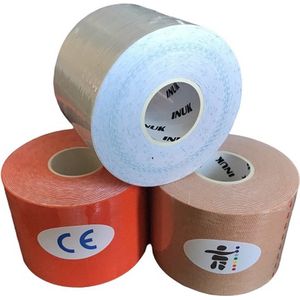 Inuk Kinesiotape Sporttape 3 rollen | Oranje Wit Beige | Topsporters - IOC - Team NL | Premium Quality