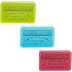 Soap bar set - zeep savon de marseille Limoen, Fleur de lotus, Passievrucht 3x60 gr.