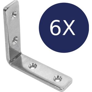 Stoelhoek - 61x61x3mm - RVS 304 - 6 stuks