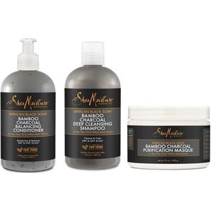 Shea Moisture African Black Soap Bamboo Charcoal  Natural Set