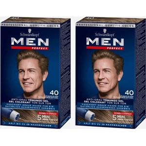 2 stuks Schwarzkopf Men Perfect 40 - Donkerblond -  haarkleuring - gel -  haarverf mannen - just for men -  grijs dekkend in 10 minuten