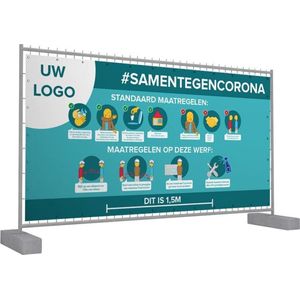 Covid Werfdoek - werf signalisatie - mesh - full colour print - 1700 x 3400 mm.