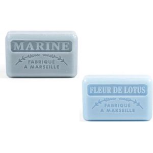 Soap bar set - zeep savon de marseille Fleur de lotus + Marine 2x125 gr.