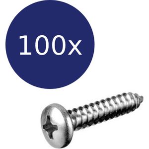 Plaatschroef lenskop 3,5x13 Rvs A2DIN 7983, Verpakt per 100 stuks