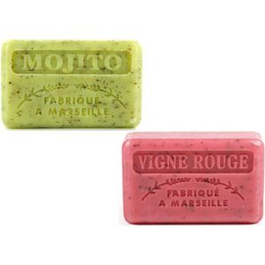 Soap bar set - zeep savon de marseille Mojito + Vigne rouge 2x125 gr. - cocktail set zeep - zomerse zeep - giftset cocktail zeep -