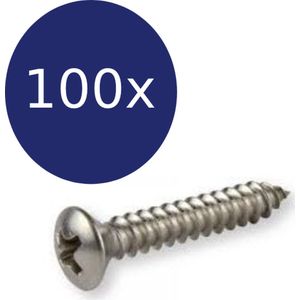 Plaatschroef lenskop 3,5x22 Rvs A2 DIN 7983, Verpakt per 100 stuks