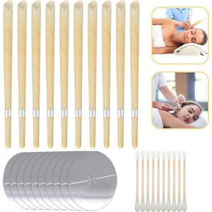 Oorkaarsen Set Met Beschermfilter – 10 Stuks – Natuurlijke Bijenwas Ear Candles voor Ontspanning & Diepe Oorreiniging
