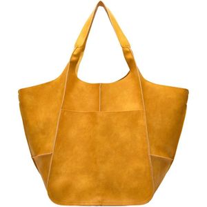 Schoudertassen | tassen | schoudertas ivy XL geel | vintage look | PU-Leer