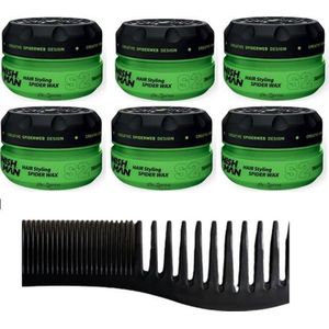 NISHMAN HAIR STYLING SPIDER WAX S2 6 STUKS+ Styling Comb