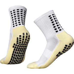 Gripsokken wit - sportsokken - voetbal - grip - one size - anti blaren - compressie - prestatieverhogend - tennis - hardlopen - handbal - sporten - fitness - tennissokken