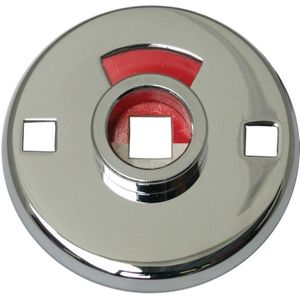 Rozet Wc tbv patentbouten  51mm rond buitenzijde met vrij/bezet signalering 7mm stift Messing gepolijst