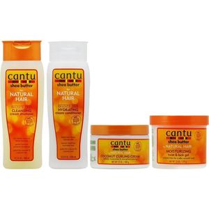 Cantu Cleansing Shampoo + Hydraterende Conditioner + Kokos Curling Crème + Twist & Lock Gel Set