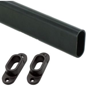 Gardelux - Garderobebuis ovaal - Zwart - Lengte : 1 meter - 30x13mm - inclusief houders dicht model