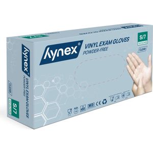 Hynex Vinyl Handschoenen maat S Poedervrij transparant/ wit 4,5gr MD - 100/box