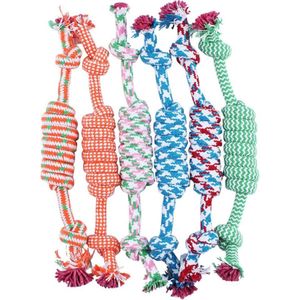 Hondenspeelgoed touw - blauw / rood / groen / oranje - bijten - sterk - interactief - kauwen - trainen - puppy - hond - 25 cm - per stuk