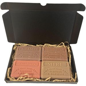 Zeep brievenbuscadeau: Karamel, Chocolade, Kaneel sinaasappel, Honing - herfst cadeau - wintergeuren - warme geuren