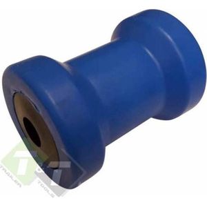 Kielrol blauw, 126mm x 92mm, asgat van 21mm Kielrol, Kimrol, Bootrol, Steunrol, Begeleiding rol,