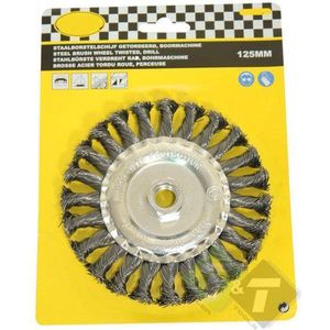 staalborstelschijf 125 mm - staalborstel voor op de boormachine of slijptol - staal borstel