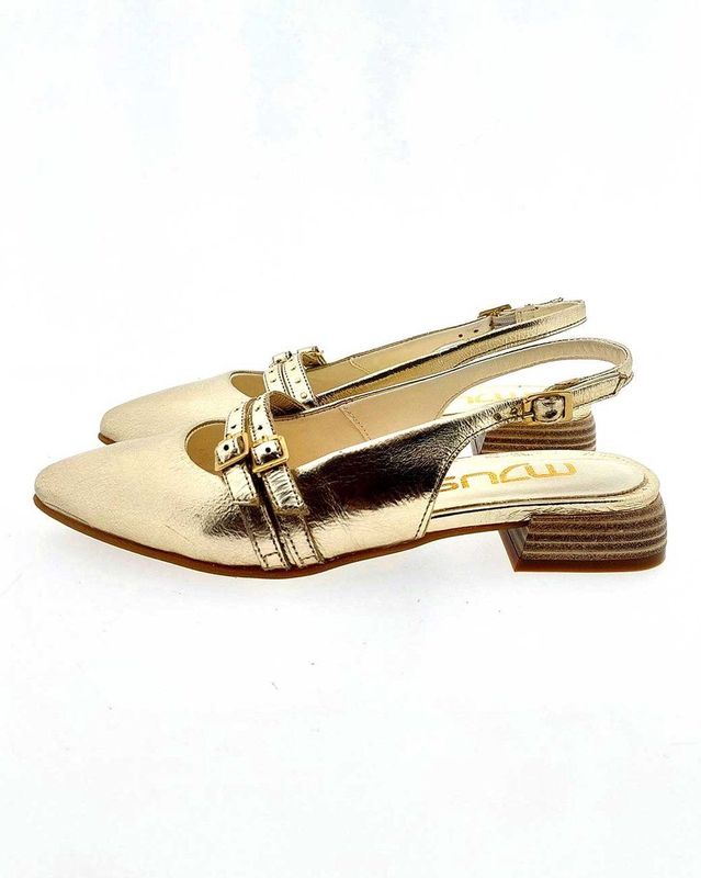 Mjus - T98117 - Dames Pumps - Goud - Open - Kleine Hak