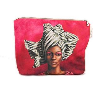 Make-up tas - Toilettas - African Woman Black & White - WhimsicalCollection - Afrikaanse vrouw - Mooi, handig en bijzonder. Origineel Afrikaanse passend bij de African Women collectie