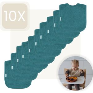 Funnies Slabbetjes 10-Pack Lake Green - Set van 10 Zachte Slabbertjes - Grote Slabbers - Kwijldoekjes voor Baby’s en Kinderen - Absorberend, Zacht en Makkelijk Wasbaar - Perfect voor Voeden, Kwijlen en Bescherming van Kleding