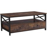 MAZAZU - Salontafel Industrieel - Houten Blad - Vintage Design - Duurzaam - 110x60x46 cm