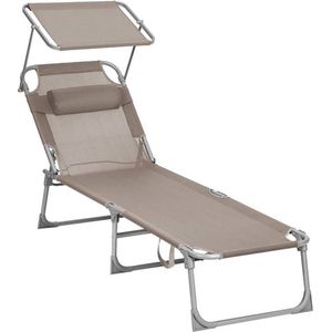 MIRA Home - Ligbed - Ligstoel - Tuin - Verstelbaar - Taupe - 53x193x29,5