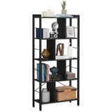 Mazazu - Boekenrek - Boekenkast industrieel - Kasten - Zwart - 74x30x154,5