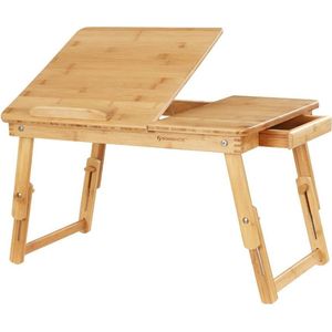 MIRA Home - laptoptafel - Inklapbaar - Verstelbaar - Bamboe - Houtkleur - 55x(21-29)x35