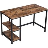 Mazazu - Computertafel - Bureau - Twee planken - Industrieel - Vintage - Bruin/zwart - 120x60x75