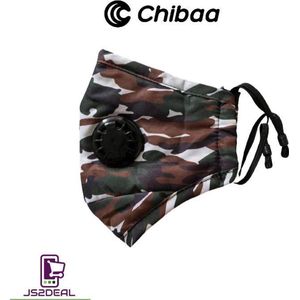 50x Camouflage Army - Chibaa - JS2DEAL - Leger Print - Mondkapje Wasbaar en verstelbaar Herbruikbaar Mondmasker Met 1 vervangbare PM2.5 Filter - Katoenen Mondmasker met ventiel en filter- ijzeren neusbeugel - Mouth Mask - Stoffen Mond masker