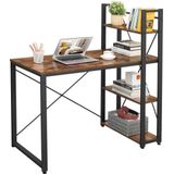 Mazazu - Bureau - Computertafel met planken - Thuiskantoor - Industrieel - Vintage - Bruin/zwart - 60x120x76/120