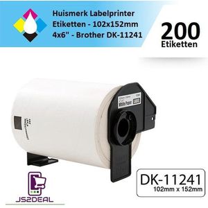 Huismerk Brother DK-11241 labels - Etiketten - Zwart op wit 102x152mm - 4x6"" inch - 200 labels per rol