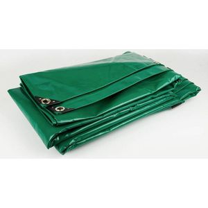 1,5x10 Groen 650gr PVC afdekzeil met 18mm zeilringen (nestels, ringogen)