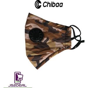 Camouflage Bruin - Chibaa - JS2DEAL - Leger Print - Mondkapje Wasbaar en verstelbaar Mondmasker Met 1 vervangbare PM2.5 Filter - Katoenen Mondmasker met ventiel en filter- ijzeren neusbeugel - Mouth Mask - Stoffen Mond masker - Mond Kapje