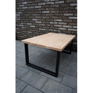 M2-Meubels - douglas salontafel met mat zwart U-onderstel voor binnen en buiten