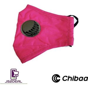 Chibaa - JS2DEAL - Roze / Hot Pink Mondkapje Wasbaar Herbruikbaar Mondmasker Met Ventiel en 1 vervangbare PM2.5 Filter - Katoenen Mondmasker met ventiel en filter - ijzeren neusbeugel - Mouth Mask - Stoffen Mond masker - Herbruikbaar Mond Kapje