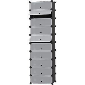 MIRA Home - Schoenenrek - Schoenenkast - Opbergkast - Stapelbaar - Plastic - Zwart - 36x46x173