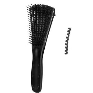 Anti-klit Haarborstel - detangler brush – hoofdhuidverzorging - detangling brush – krullen - kroes haar – definiëren | Zwart