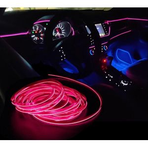LED strip -- EL Wire -- 5 Meter -- Auto interieur verlichting -- Roos/Pink -- USB Aansluiting