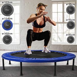 Physionics Trampoline voor Jumping Fitness – Tot 120 KG – Anti Slip – Robuust - Fitness Trampoline voor Binnen en Buiten – Zumba - Mini Trampoline Fitness – Ø 114 cm