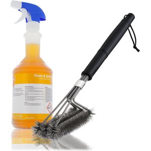 Oven en Grill reiniger - Voordeelpakket - Grillborstel - BBQ borstel - Schuimreiniger - BBQ Spray - Professionele reiniging - Krachtige reiniger - BBQ Cleaner -