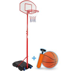 Infantastic® Basketbalpaal - Complete set - Basketbalring - Basketbalring met standaard - Basket - met wielen - voor binnen en buiten - In hoogte verstelbaar - Inclusief Basketbal, Pomp,