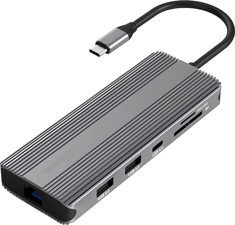 M-TECK - Professional Dual HDMI Multipoort Adapter - Zwart - Aluminium