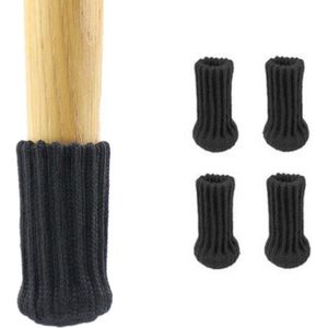 4 Zwarte Stoelpoot Sokken - Omtrek 7 tot 17cm - Beschermers Dopjes - Stoel Vloer Bescherming Zwart - Block Socks - Vloerbeschermers - Bescherming