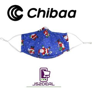 Chibaa - JS2DEAL - Kerst Thema Blauw - Katoenen Mondkapje Wasbaar Herbruikbaar Mondmasker met 1 vervangbare PM2.5 Filter